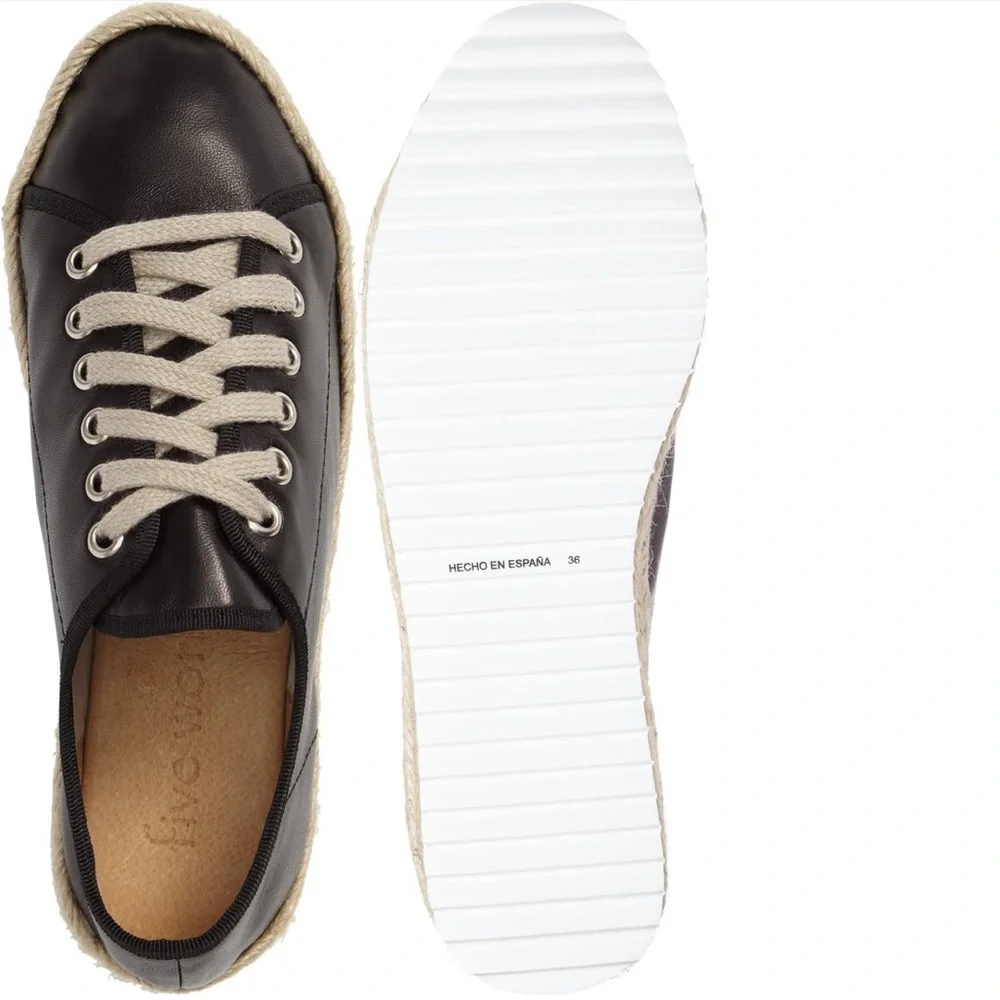 Black Platform Leather Sneakers - Picture 4 of 9